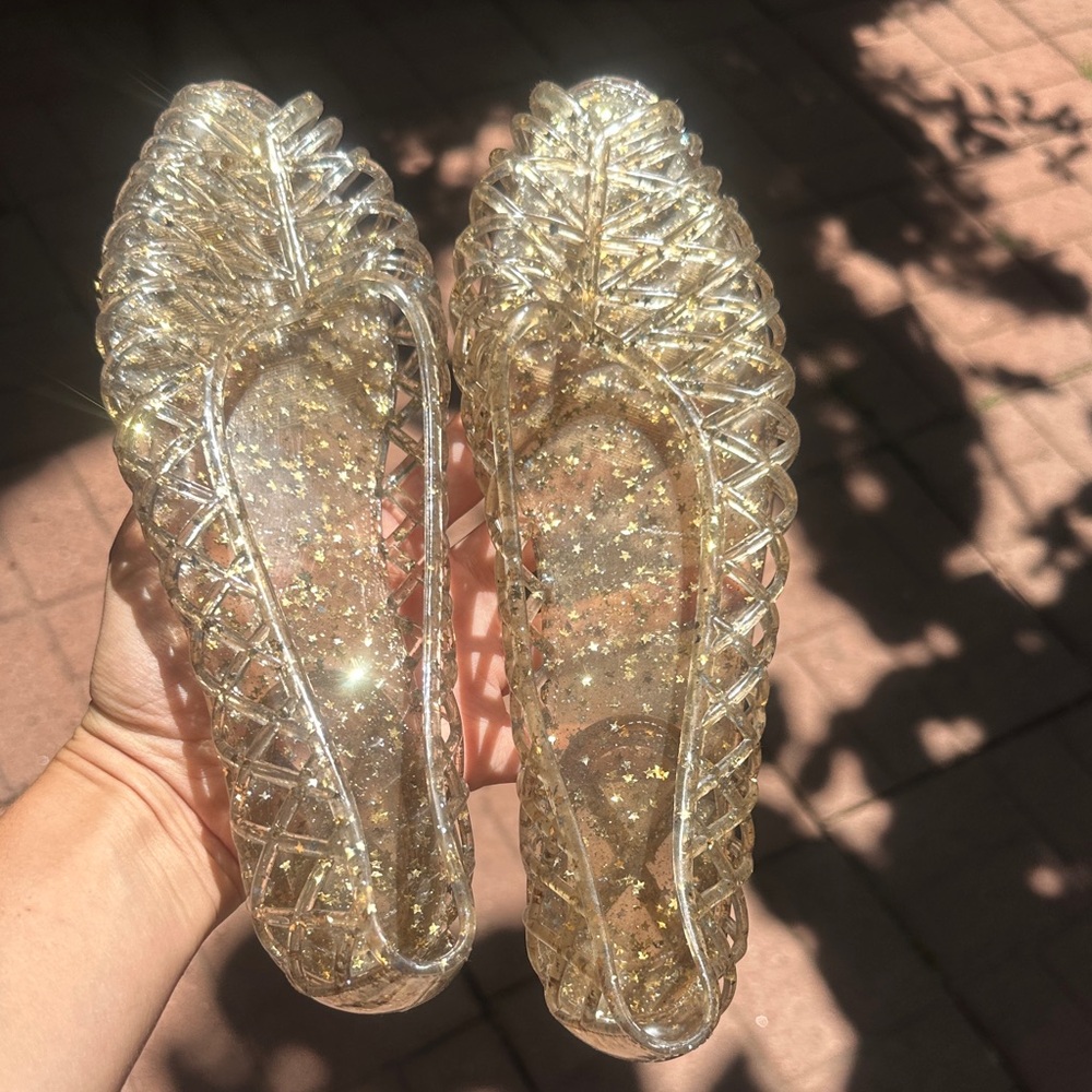 Lattice Gold Star Glitter Los Angeles Apparel LIMITED sandal flat